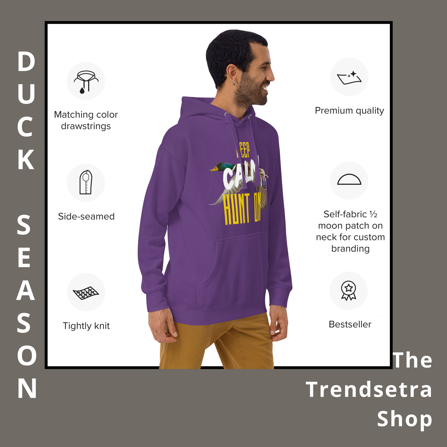 Duck Hunting Season Hoodie - Keep Calm Hunt On Hoodie | Unisex Hoodie