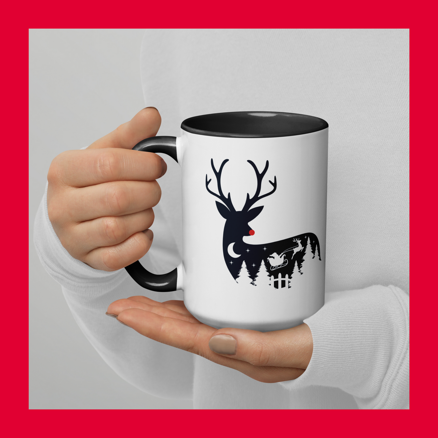 Deer Lovers Mug - Festive Holiday Design for Christmas | Mug with Color Inside.