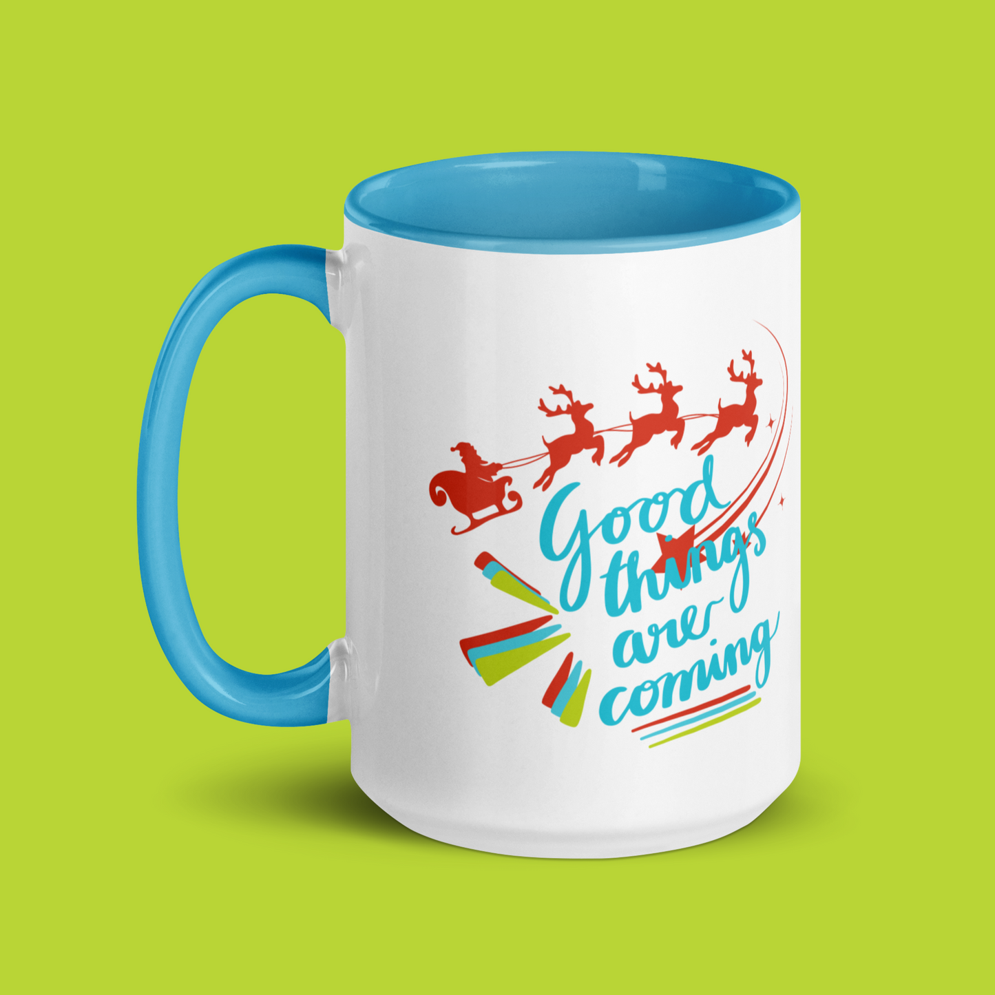 Holiday Season Mug - Good Things Are Coming - Festive Santa Coffee Cup | Mug with Color Inside