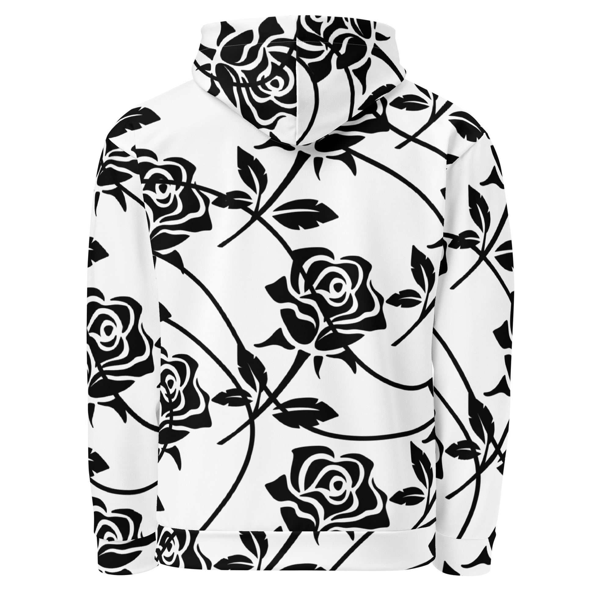 Roses White & Black Hoodie | Unisex Hoodie Back