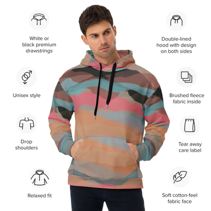 Comfy Camo Hoodie, Cool Desert Colors All Over Print | Unisex Hoodie