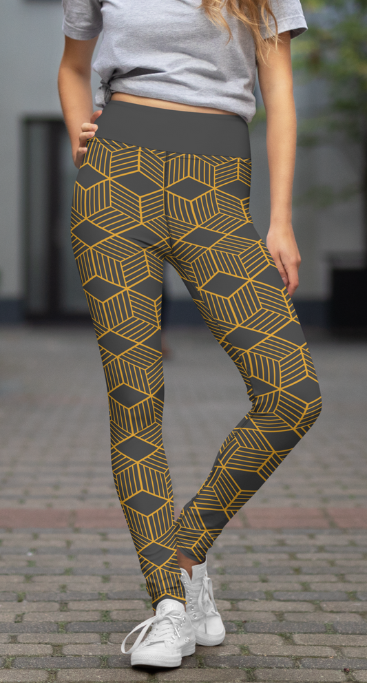 Luxe Diamond Print Yoga Leggings for Workout and Everyday Comfort | Yoga Leggings