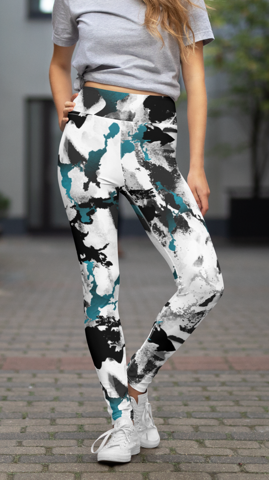 Fun and Comfy Splash Print Leggings – Your Go-To Yoga Essentials | Yoga Leggings