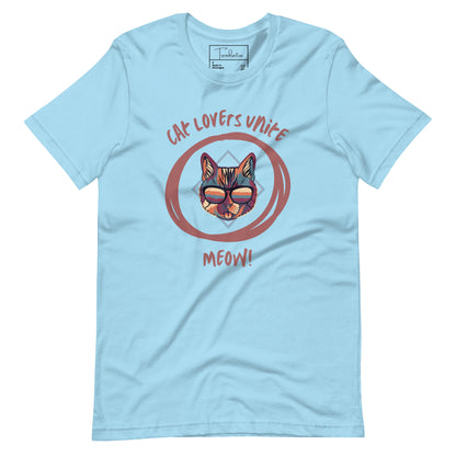 Cat Lovers Shirt Unite! Fun Cool Cat T-shirt | Unisex T-shirt Ocean Blue