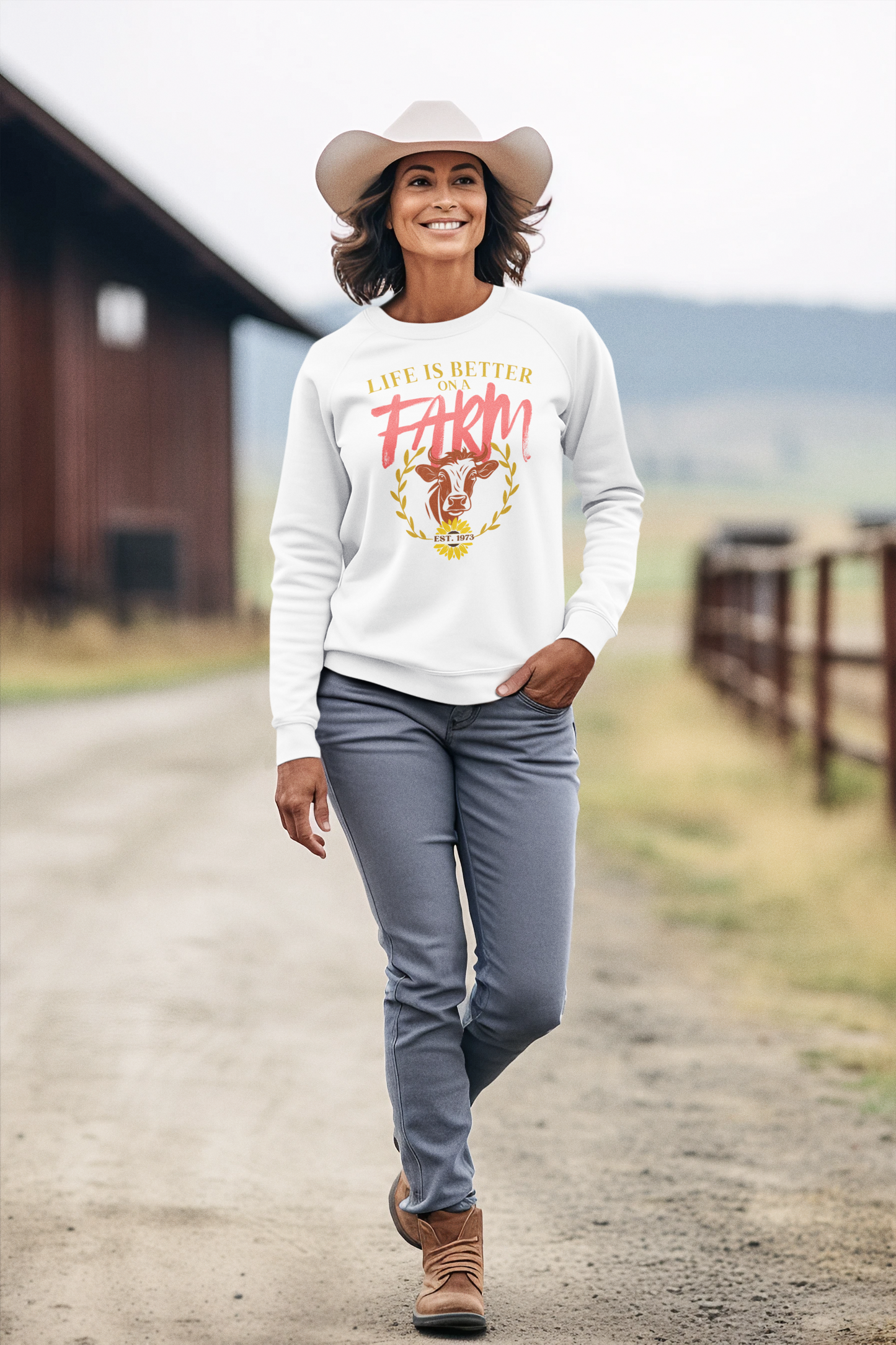 Country Cow Shirt Life is Better on A Farm | Unisex Sweatshirt