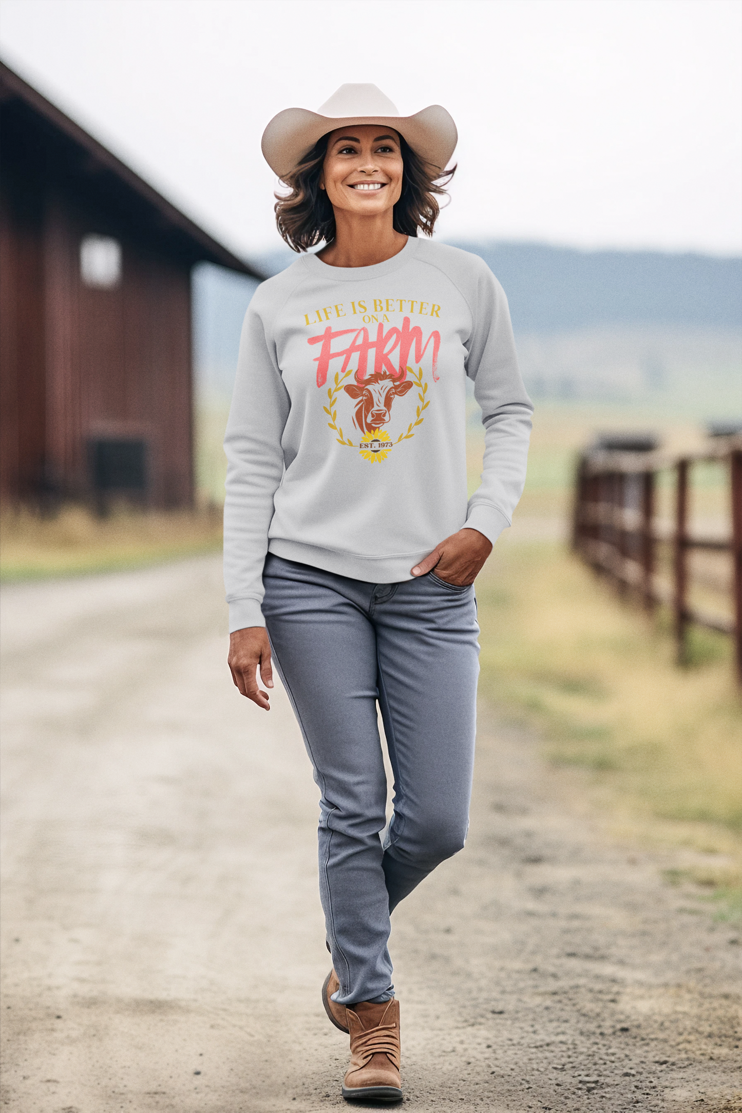 Country Cow Shirt Life is Better on A Farm | Unisex Sweatshirt